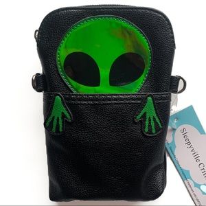 Green holographic outer space alien galaxy bag